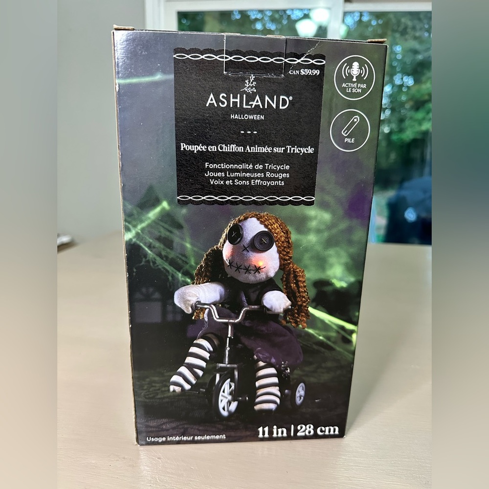 Ashland Halloween Animated Rag Doll on Tricycle NEW